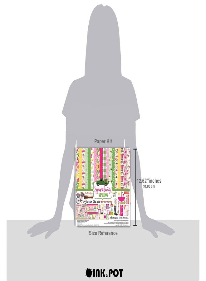 Inkdotpot مجموعة أوراق قصاصات Inkdotpot ذات الطابع الزهري، مزدوجة الجوانب، مقاس 12 × 12 بوصة، لصنع البطاقات، مع ورقة ملصقات - 16 صفحة - متعددة الألوان - Image 4